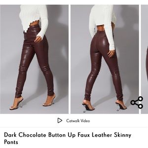 Chocolate Brown Faux Leather Pants